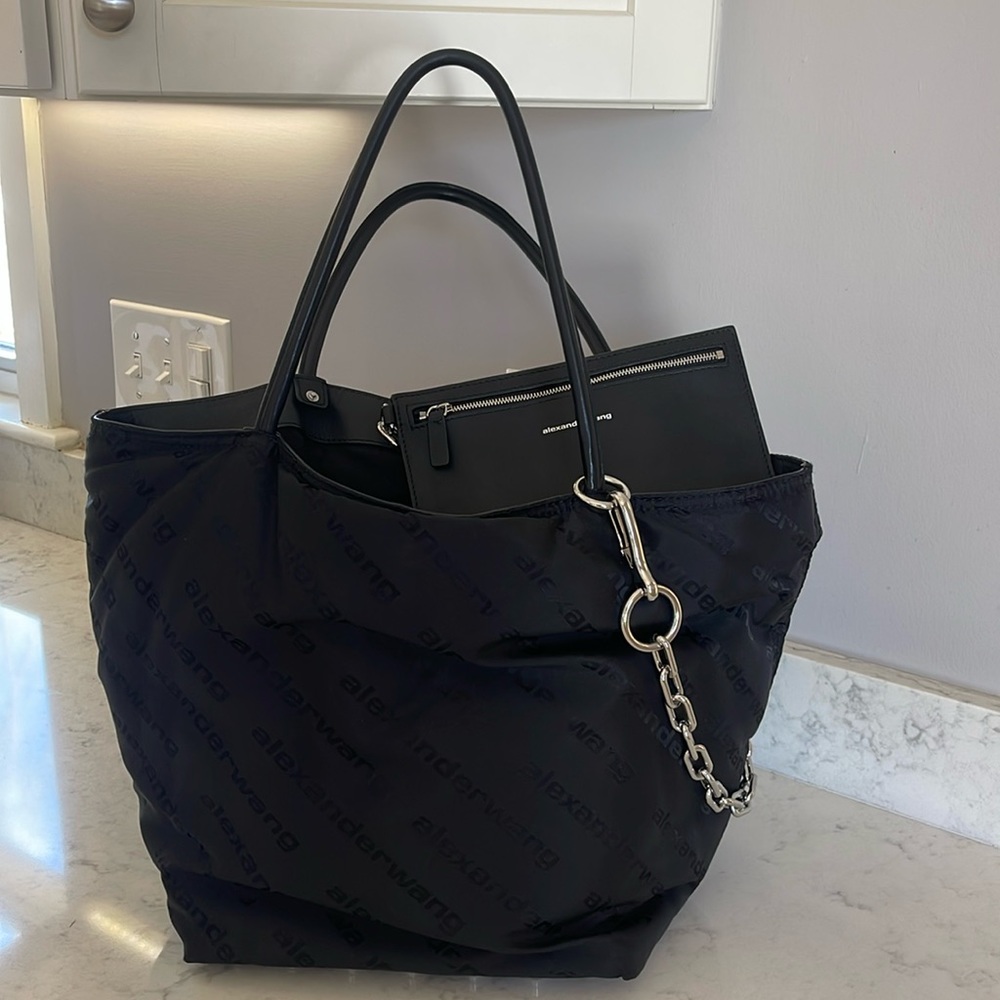 Alexander Wang Large Logo Roxy Tote In Black